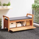 vidaXL Vrtna klop za shranjevanje z blazino 126 cm trden akacijev les | Shoptok.si