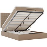  Ottoman krevet s madracem i LED diodama Cappuccino 140x190 cm umjetna koža | shoptok.hr