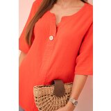 Kesi Włoski Women's muslin shirt with a button red | shoptok.hr