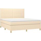  Box spring postelja z vzmetnico krem 180x200 cm blago | Shoptok.si