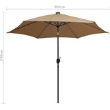  Vrtni suncobran LED s aluminijskim stupom 300 cm smeđesivi | Eponuda.com
