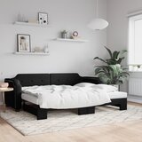 vidaXL Izvlečna dnevna postelja črna 90x200 cm blago Cene