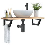  Zidna polica za Lavabo - Umivaonik od čelika i masivnog bagremovog drva | shoptok.hr