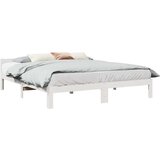  Posteljni okvir brez vzmetnice bel 160x200 cm trdna borovina | Shoptok.si
