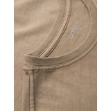 Ombre Cotton T-shirt with print on chest and back - dark beige | shoptok.hr