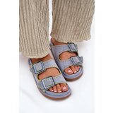 Boto Ladies Slippers With Buckles And Decorative Edging Blue Visley | Shoptok.si