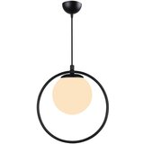 Squid Lighting Črna kovinska viseča svetilka s steklenim senčnikom ø 15 cm Ates - Squid Lighting | Shoptok.si