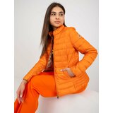 Fashion Hunters Orange quilted jacket without hood Cene