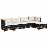  5-dijelna vrtna garnitura od poliratana s jastucima crna 63.5 x 63.5 x 62 cm | shoptok.hr