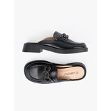 Shelvt Black low-heeled eco-leather flip-flops | Shoptok.si