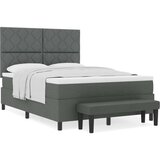 vidaXL Vzmetnica za posteljo z vzmetnico in klupo temno siva 140x190 cm tkanina, (22083215) | Shoptok.si