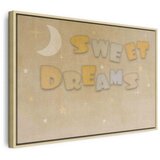  Slika - Sweet Dreams - Pastel Inscription Surrounded by the Moon and Stars 120x80 U prirodnom drvenom okviru | shoptok.hr