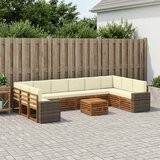  Set vanjskih sofa s jastukom 11 pcs Prirodna i krem Poliester | shoptok.hr
