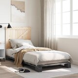  Okvir za krevet s uzglavljem sivi 90x200 cm masivna borovina | Eponuda.com