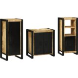  Set namještaja za kupaonicu 3 pcs Smeđa Čvrsto drvo manga | shoptok.hr