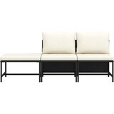  3-dijelni vrtni set sofa od poliratana s jastucima crni | Eponuda.com