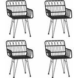  5-dijelni vrtni blagovaonski set od poliratana crni Crna Dužina stola 80 cm | Shoptok.si