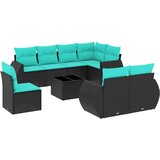  Vrtni set od 9 dijelova s jastucima, crni poliratan | shoptok.hr