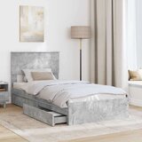  Krevet s od storage Betonski sivi 75 x 190 cm Konstruirano drvo | shoptok.hr