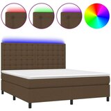  Box spring postelja z vzmetnico LED temno rjava 180x200cm blago, (20900831) | Shoptok.si