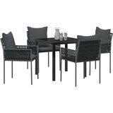 vidaXL Set 3 Črna, Temno siva PE ratan Standard Trden Zunanji stol | Shoptok.si