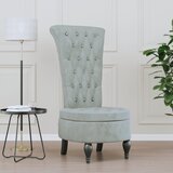  Stolica s visokim naslonom svjetlosiva baršunasta s gumbima | shoptok.hr