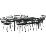 vidaXL 9-dijelni Set Vrtnih Stolica Crni Poli Ratan | shoptok.hr