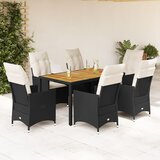 vidaXL 7-dijelni vrtni blagovaonski set s jastucima crni od poliratana | shoptok.hr