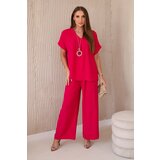 Kesi Set with necklace, blouse + fuchsia trousers | Shoptok.si