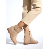 Shelvt Beige women's ankle boots with a chain | shoptok.hr