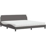  Krevet s madracem Dover sivi 200 x 200 cm od umjetne kože | shoptok.hr