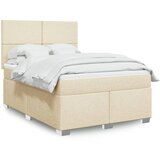  Krevet s oprugama i madracem krem 160x200 cm od tkanine Slike