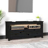 The Living Store TV omarica črna 114x35x52 cm trdna borovina - TV Omarica, (21375188) Cene