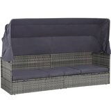 vidaXL Vrtna postelja s streho poli ratan 205x62 cm siva | Shoptok.si