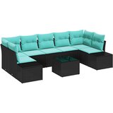 vidaXL Vrtna sedežna garnitura 8 pcs Črna in turkizna poli ratan, (5000144028) | Shoptok.si