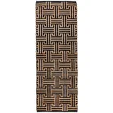 Ročno tkan tekač iz mešanice jute v črni in naravni barvi 80x230 cm Meander Jute –