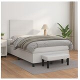  Box spring postelja z vzmetnico bel 120x200 cm umetno usnje | Shoptok.si