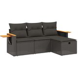  4-dijelni set vrtnih sofa od poliratana s jastucima crni | shoptok.hr