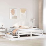 vidaXL Posteljni okvir brez vzmetnice bel 200x200 cm trdna borovina | Shoptok.si