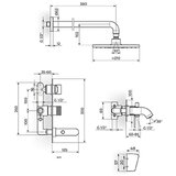 Rosan ugradna slavina sa izlivom za tuš kadu 210x210mm 3/1 set S2 231705B Cene