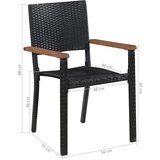  7-dijelni vrtni blagovaonski set od poliratana crni | shoptok.hr