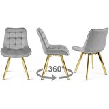  Okretna stolica SORIA 360, svijetlosivi baršun, zlatne metalne noge, set 2 kom | shoptok.hr