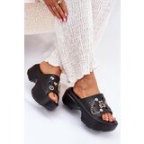 Boto Foam Women's Slippers on Massive Platform with Golden Decorations Black Ivoriel | shoptok.hr