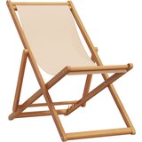 The Living Store Zložljiv stol bež trden evkaliptusov les in tkanina - Stol Za Plažo, (21494089) | Shoptok.si
