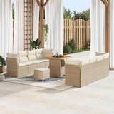 vidaXL 11-delni set vrtne sedežne garniture s blazinami Bež Poli Ratan Akacija | Shoptok.si