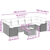 vidaXL 8-dijelna garnitura vrtnih sofa s jastucima Crni poli ratan, 2-sjedalna vrtna sofa s pohranom i jastucima Crni poli ratan | shoptok.hr