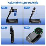 Swissten punjač preklopni, bežični, MagFold, MagSafe 3u1, 25W, crni | shoptok.hr
