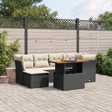 Maison Chic Seti vrtnega pohištva - Vrtna garnitura - Vrtni pohištvo set 7-delna z blazinami črn poli ratan, (21801713) | Shoptok.si
