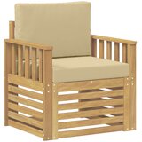 vidaXL 2 Komad Set vanjskih sofa Poliester Bijela i Bež - Bijela i bež Okomite letvice | shoptok.hr