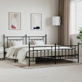 Maison Chic Kovinski Posteljni okvir - Dvoposteljna postelja - Zakonska postelja z vzglavjem in vznožjem črn 200x200 cm, (21696482) | Shoptok.si